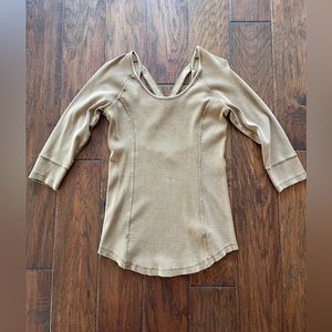 Free People Ribbed 3/4 Sleeve Top Size M